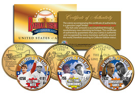 GOLDEN BASEBALL LEGENDS *Record Breakers* State Quarters 3-Coin Set Gold... - $12.16