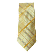 S EAN John Gold Blue Satin Grid Check Silk Classic Tie - £14.94 GBP