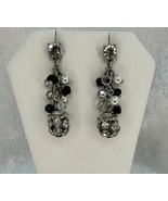 Chandelier Style Pearl Black and Crystal Pierced Earrings - $243.52 MXN