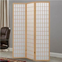 3-Panel Room Divider Natural Wood - £105.18 GBP