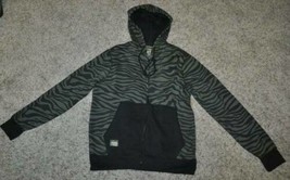 Mens Hoodie Jacket Akademiks Black Green Zebra Long Sleeve Zip Front-size L - £20.24 GBP