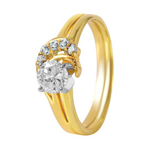 14KT Yellow Gold Plated 0.55ctw Diamond Engagement Ring, 925 Silver Ring - £77.90 GBP