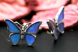 Navia Jewelry Butterfly Wings Morpho aega Silver Earrings NIE-5741M-1-RH - £67.78 GBP