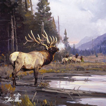 Lord Of Trinchera by Luke Frazier Bull Elk Landscape SN LE Wildlife Lithograph - £116.77 GBP