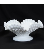 Fenton White Milk Glass English Hobnail Ruffled Candy Bowl 8-1/8&quot; Wide  ... - $19.59