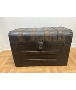 Vintage STEAMER TRUNK w Tray storage chest humpback antique victorian to... - $149.99