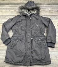 Laundry By Design Winter Coat Jacket Warm Faux Fur Lined Hooded Gray Siz... - $51.48