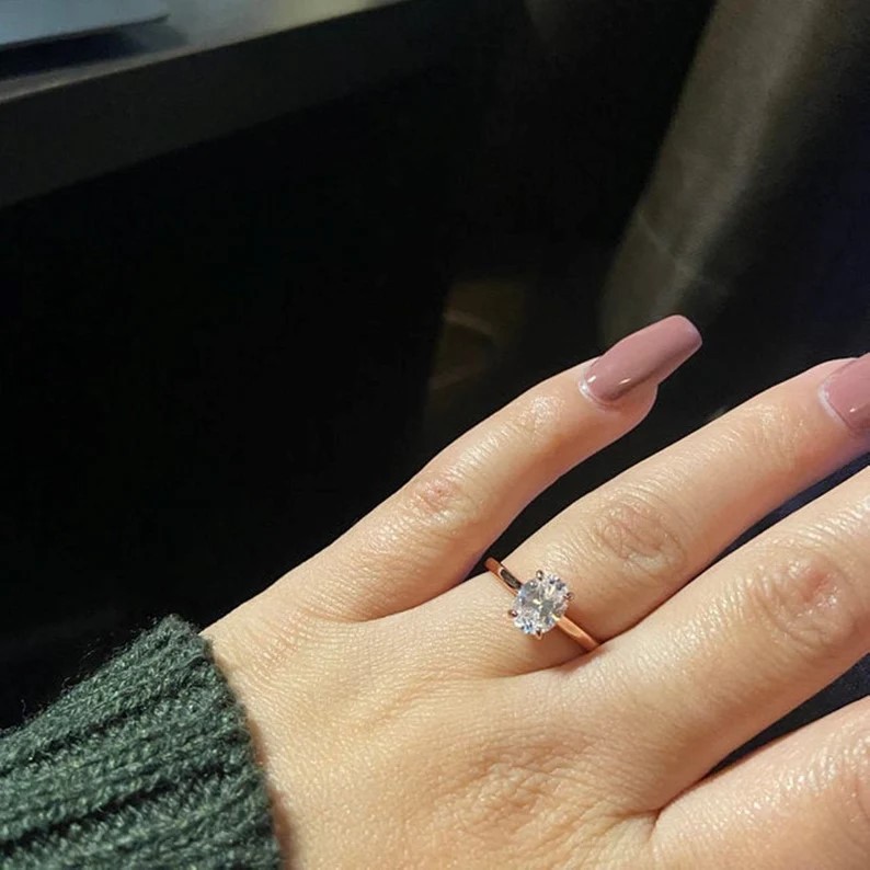 925 Silver Oval Cut Solitaire Ring Wonderful Wedding & Engagement Proposal Ring Item image 6