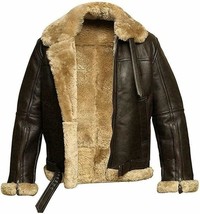 KZA BRAD&#39;S Mens Shearling Leather Jacket B3 Aviator Jacket with fur, mobile &amp; vi - £88.52 GBP+