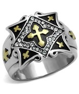 RING CHRISTIAN TK2517 Two-Tone IP Gold Stainless Steel Ring with AAA Cry... - $737.84 MXN