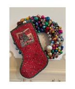 Vintage French Christmas Stocking Quilted Cotton Patchwork Bear Family T... - $884.36 MXN