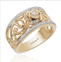 Enchanted Disney Fine Jewelry Silver with 1/5 CTTW Diamond Belle Fashion Ring - £67.51 GBP