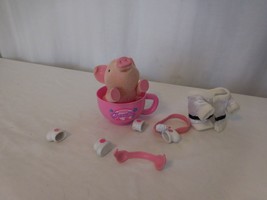 Toy Teck Flocked Teacup Piggies Pink Pig Talks 6” Jade Rare Dark Pink Cu... - $33.68