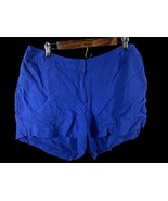 Lane Bryant 18 Shorts Linen Blend Blue Pull On Elastic Waist Pockets Womens - $37.76 CAD