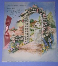 Rust Craft Birthday Greeting Card Vintage 1948 To Wife Ribbon Bow Scrapbooking - £11.72 GBP