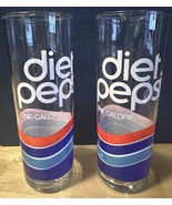 2 Vintage 1980’s Diet Pepsi One Calorie Tall Skinny Drinking Glasses - S... - £11.68 GBP