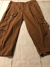 Khakis Women&#39;s Pants International Design 7 Pocket Brown Crop Pants Size 6 - $6.93