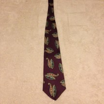 Claiborne Men&#39;s Tie Purple Made In The USA 100% Silk Neck Tie - £11.62 GBP