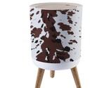 Small Trash Can With Lid Seamless Texas Longhorn Cow Hide Print Design W... - $82.99