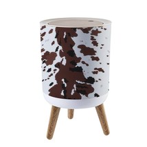 Small Trash Can With Lid Seamless Texas Longhorn Cow Hide Print Design With Big  - £65.28 GBP
