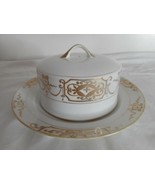 Hand Painted Nippon Gold Round Covered Cheese Dish Butter Keeper Moriage - $99.98