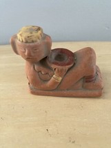 Mexico Pottery Terracotta Chac Mool Offering Statue Reclining Male Figure - $29.58