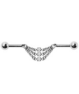316L Stainless Steel Jeweled Triple Chain Industrial Barbell - £14.81 GBP