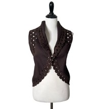 Alaia Paris Bolero Cropped Jacket Laser Cut Out Brown Vest Women Size 40... - $494.01