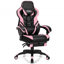 Adjustable Gaming Chair with Footrest for Home Office-Pink - Color: Pink - $226.37