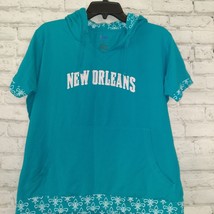 NBA For Her Short Sleeve Hoodie Womens XL Blue White New Orleans Hornets - $24.99