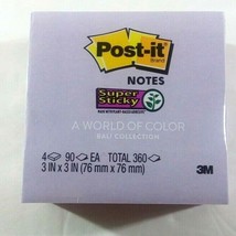 4 pack Post-it Sticky Notes 90 sheets, 3&quot; x 3&quot; Total 360 sheets 654-4SSNRP - £6.19 GBP