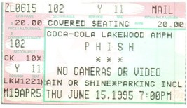 Phish Concert Ticket Stub June 15 1995 Atlanta Georgia - £34.82 GBP