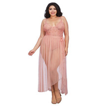 Dreamgirl Teddy &amp; Sheer Mesh Maxi Skirt With G-String Rose Queen 1X Hanging - £34.33 GBP