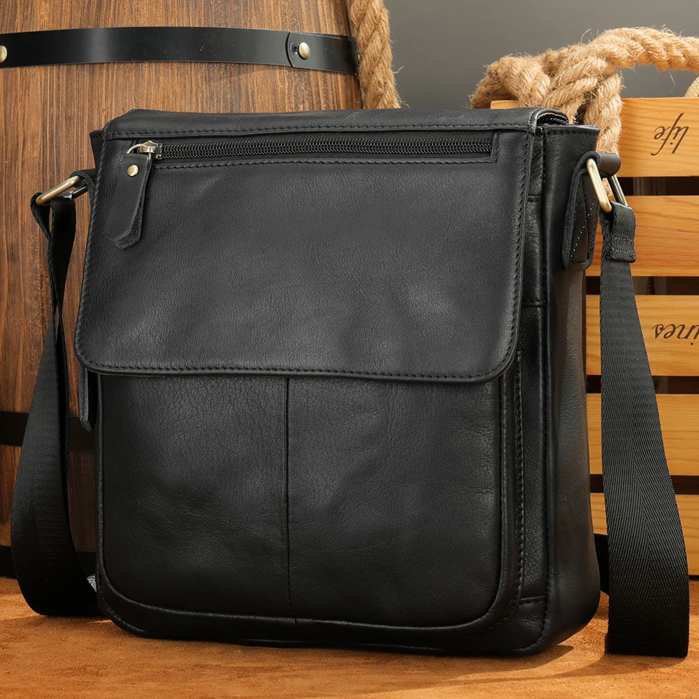 WESTAL Men Shoulder Bag High Quality Male Bag Cowhide Leather Crossbody Bags Cap - £60.35 GBP