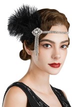 1920s Headpiece Flapper Headband Roaring 20s Great Gatsby Feather Hair Accessori - £29.07 GBP