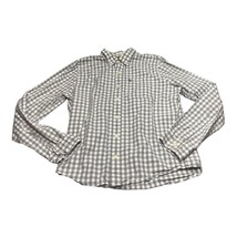 Abercrombie &amp; Fitch Shirt Men XL Gray White Check Cotton Long Sleeve But... - £18.14 GBP