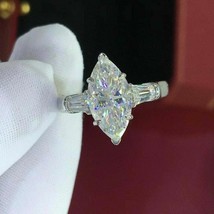 Marquise Cut 2.50Ct Three Diamond 14k White Gold Finish Engagement Ring Size 6.5 - £106.25 GBP
