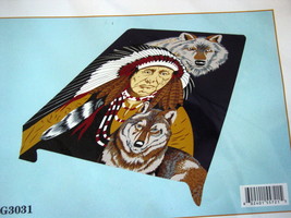 Indian Chief And Two Wolves Wolf Native American Queen Size Blanket - £45.36 GBP