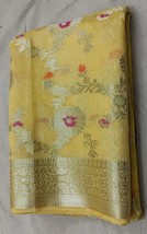 Yellow Banarasi Semi Georgette Saree, Handloom Silk Georgette Saree, Traditional - £67.26 GBP