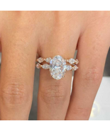  3CT Oval Moissanite Diamond Wedding Ring Set 925 Silver Oval Moissanite... - $566.06 CAD