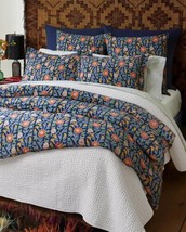 John Robshaw Textiles Ashi 3pc Queen Duvet Cover NAVY/ Multi Color Floral Nip - £260.97 GBP