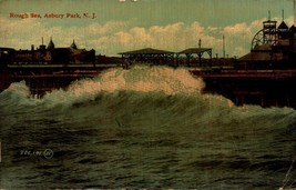 Vintage Leighton &amp; Valentine Co. POSTCARD- Rough Sea, Asbury Park, Nj BK54 - £4.08 GBP