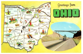 Ohio Buckeye State Map of Points of Interest Ohio Postcard - £5.37 GBP