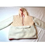 Ivory Ella Sweatshirt Womens Medium Ivory Peach Sherpa Puffer Coat Boho ... - $10.40