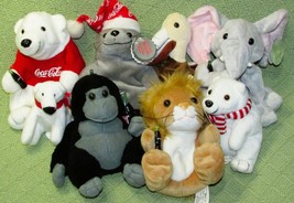 Coca Cola B EAN Bag Plush Lot Of 8 Coke w/ International Plush &amp; Ornament Stuffed - £14.37 GBP