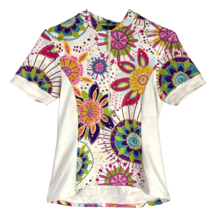 Sheila Moon Psychedelic Floral Womens M Zip Cycling Jersey Medium w/Arm ... - £36.76 GBP