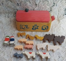 Tiny Vintage Noah&#39;s Ark Miniature Wooden Toy Made in Italy Animals FREE SHIPPING - £22.00 GBP