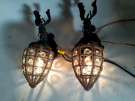 Vintage Cast Brass Stag and Crystal Wall Sconces, Pair, Austrian Hunting... - £185.39 GBP