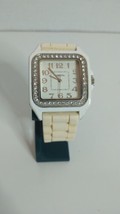 Women&#39;s Geneva White Silicone Band With Rhinestone Bezel  - $9.89