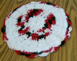 Large Hot Pad, Crochet, Handmade, Kitchen Decor, Double Thick, Gift, Red, White - £9.57 GBP